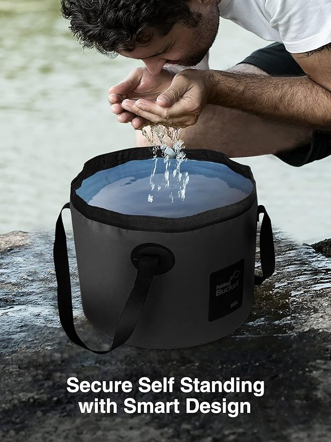 Luxtude Collapsible Bucket with Handle, Portable 5 Gallon Bucket for Camping, Fishing, Beach, Gardening, RV & Outdoor Emergency, Heavy-Duty & Ultra Lightweight Water Storage Container