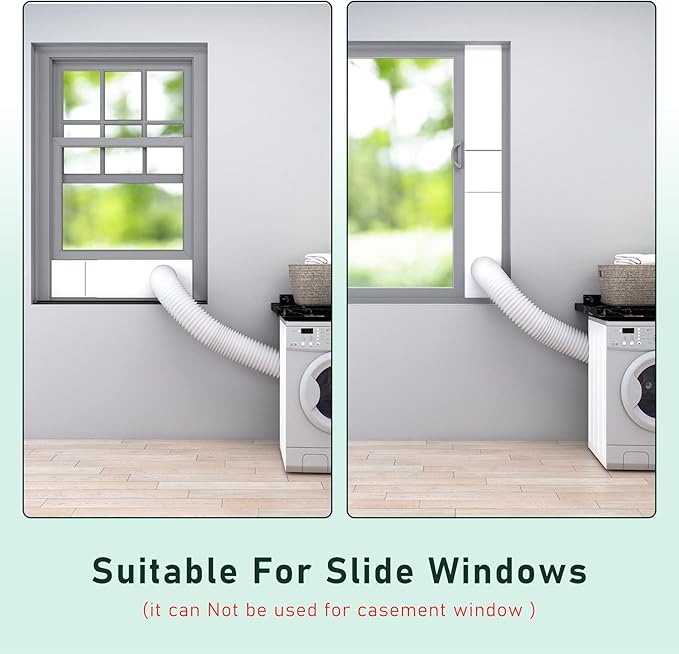 Flehomo Dryer Vent Window Kit, Dryer Vent Kit for 4" Diameter Dryer Hose, Adjustable Window Vent Kit for Sliding Windows, with Insulating Foam Seal Tape