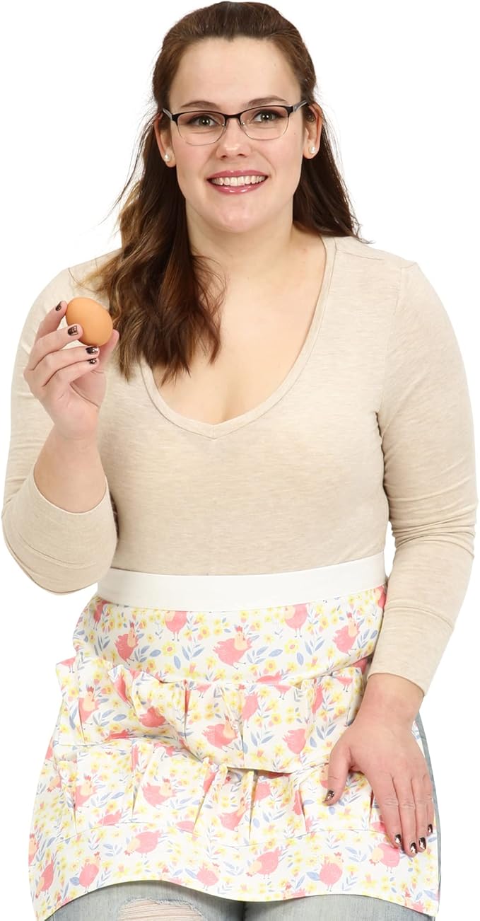 Plum Hill Chicken Egg Collecting Apron for Fresh Eggs - Gathering Apron for Women with Pockets