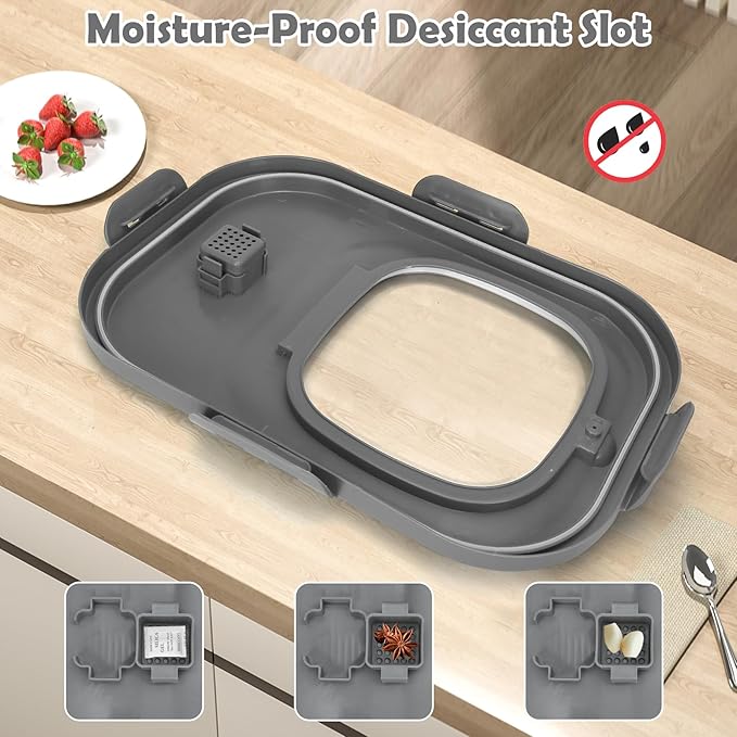 Dog Food Storage Container, 20Lbs Rice Storage Container Dispenser, Airtight Large Pet Cat Food Bin with Wheels, Scoop & Measuring Cup, Collapsible Kitchen Dry Food Holder for Four Sugar Cereal Kibble
