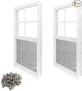 NeatiEase 2 Pack Shed Window, 12 x 18 Flush Mount Window with Tempered Glass and Fiberglass Screen for Shed, Chicken Coop, Playhouse, Household, Garage