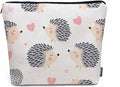 Hedgehog Makeup Organizer Bag Cosmetic Bag For Men Women, Cute Animal Hedgehogs Grey Travel Toiletry Bag Flax Makeup Bags Purse Business Makeup Pouch For Toiletries Cosmetics