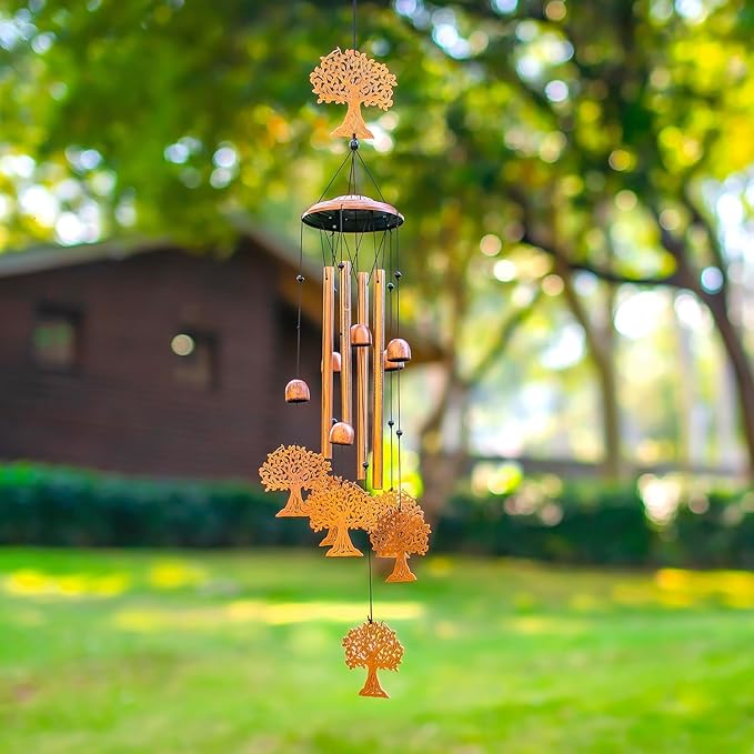 Tree of Life Wind Chimes Outdoor Tree of Life Gifts for Women Men Mom Gardening Birthday Gifts Metal Memorial WindChimes for Outside/Indoors, Lawn, Patio, Yard Art, Garden Decor, Yard Decorations