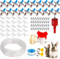 Automatic Rabbit Watering System Kit Include 20 Rabbit Nipple Drinker, 39ft Hose, Hole Opener, Barb Valve Fitting to G 1/2'' Connector, Bunny Small Animal Water Dispenser (Blue, 20Pcs)