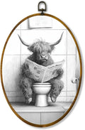 zewepri Highland Coo Print, Wall Decor, Bathroom Art – 8.6×11.4 Inches High-Density Canvas with Pre-Installed Hook for Easy Hanging, Ideal for Bedroom, Living Room, Study, or Gift for Art Lovers