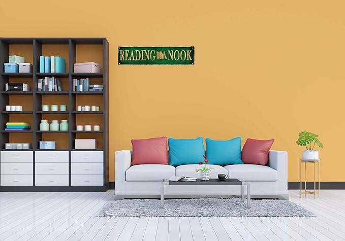 Vintage Reading Nook Metal Tin Sign 4x16 in Rustic Perfect for Home Cabin Porch or Bedroom Decor Ideal Holiday Gift Home Wall Art Decor