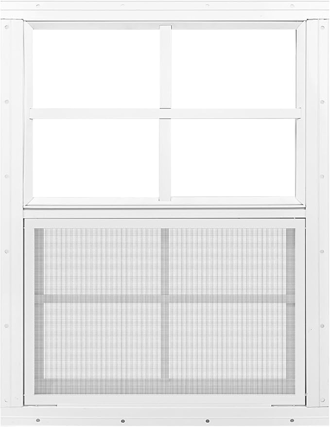 1 Pack Shed Window 24" x 27" Flush Mount Window with Tempered Glass,House Small Windows,Household Sliding Windows for Chicken Coop, Playhouse, Household, Garage