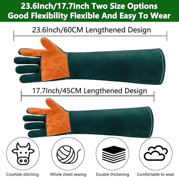 Animal Handing Gloves Bite Proof,Leather Welding Gloves,Multipurpose Puncture Proof Glove for Dog,Cat,Reptile,Snake
