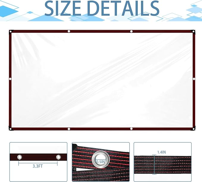 Clear Plastic Tarp 6x8 Heavy Duty Waterproof with Grommets Vinyl Tarpaulin for Outdoor Patio Greenhouse Chicken Coop Cover