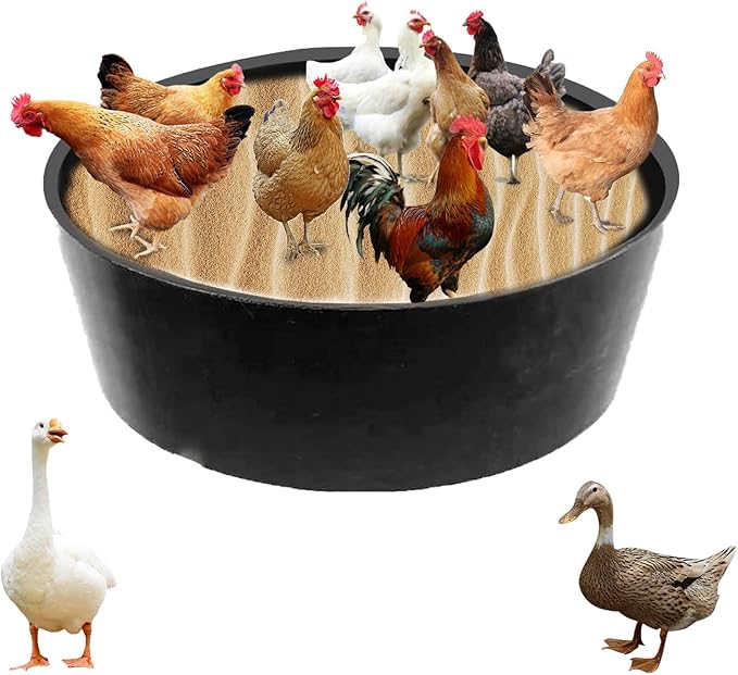 Chicken Dust Bath Tub, Dust Bath for Chickens with Bottomless Design, Chicken Dust Bath Container, Ideal Chicken Coop Accessories for Chickens, Hens, Ducks, Geese, and Other Poultry