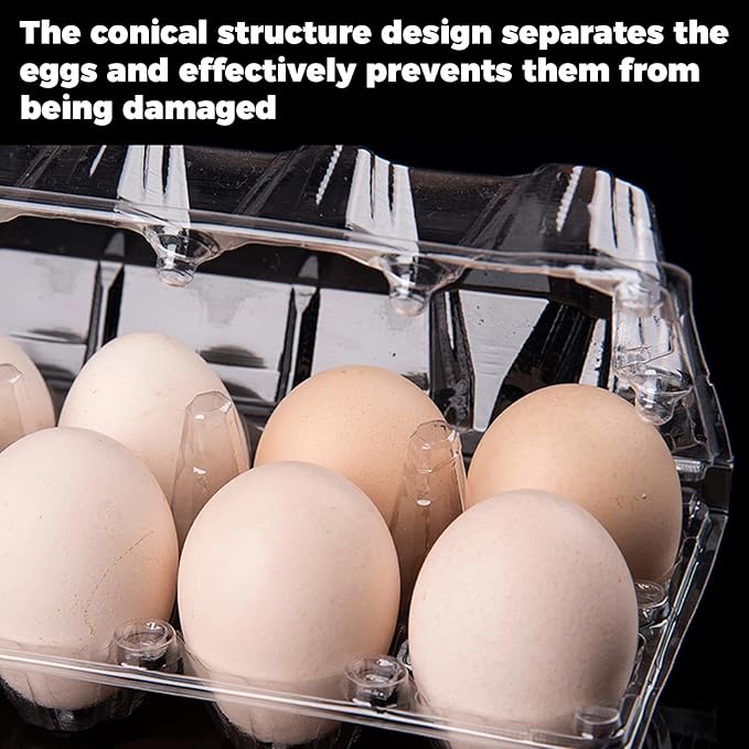 120 Pcs 12 Count Plastic Egg Cartons Cheap Bulk, 2x6 Grids Clear Empty Egg Cartons, Clear Egg Containers for Fresh Chicken Eggs for Chicken Farm Business Market, Refrigerator Use