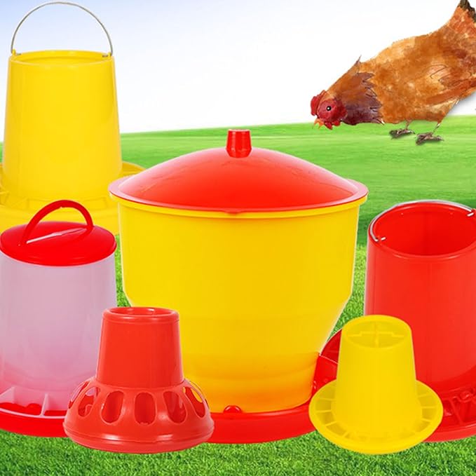 Chick Feeder Waterer Kits for Chick QuailsHen Hanging Poultry Food Water Container for Outdoor Farm Coops Outdoor Chicken Feeder Chicken Feeding Accessories Hanging Chicken Feeder Poultry Feeding