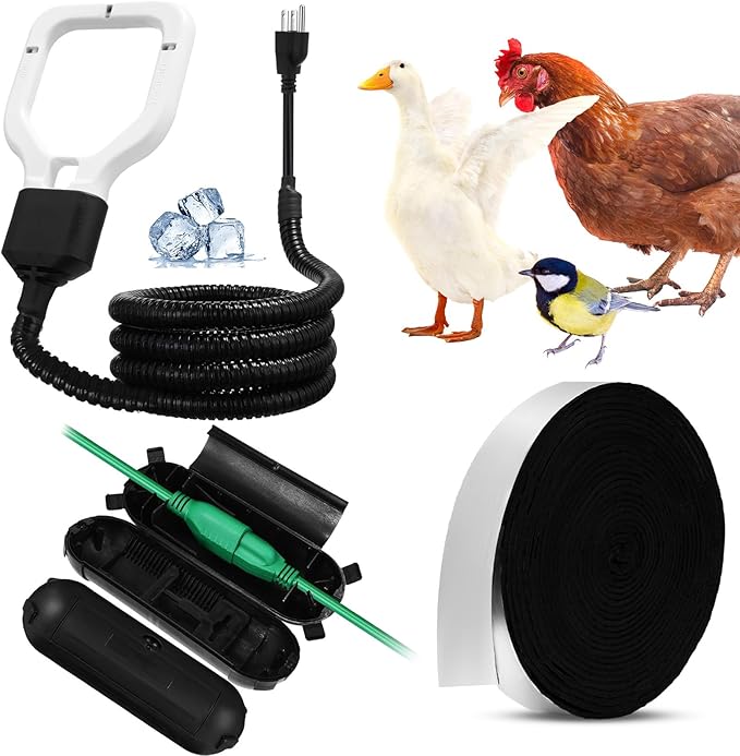 150w/250w/500w Livestock Water Heater De-icer, Submersible Cast Aluminum Utility Heated for Farm Poultry Water Trough, Tank, Bird Bath, Chicken Coop with Thermostat for Winter(White,500w)