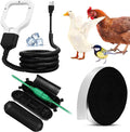 150w/250w/500w Livestock Water Heater De-icer, Submersible Cast Aluminum Utility Heated for Farm Poultry Water Trough, Tank, Bird Bath, Chicken Coop with Thermostat for Winter(White,500w)
