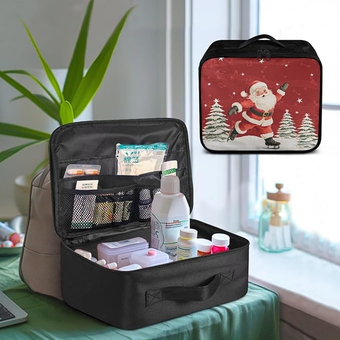 Rnyleeg Santa First Aid Kit for Home Christmas First Aid Bag Empty Travel Medicine Bag Organizer Medium Sports Medical Kit Portable