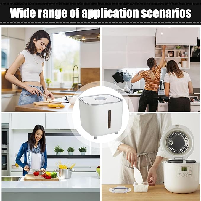 Rice Dispenser - 10kg Airtight Storage Container Clear Window, Bulk Grain Keeper Box, Secure Lid Dry Goods Organizer, Pantry Capacity Solution, Moisture Control Canister | for Kitchen Cereal Pasta