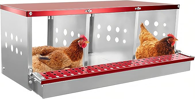 XINYI Chicken Nesting Boxes for Laying Eggs, Metal Coop for 3 Chickens,Roll Away Nesting Boxes,Easy Egg Collection, Brooder Box for Rabbit, Squirrel, Parakeet, Owl, Cockatiel, Robin