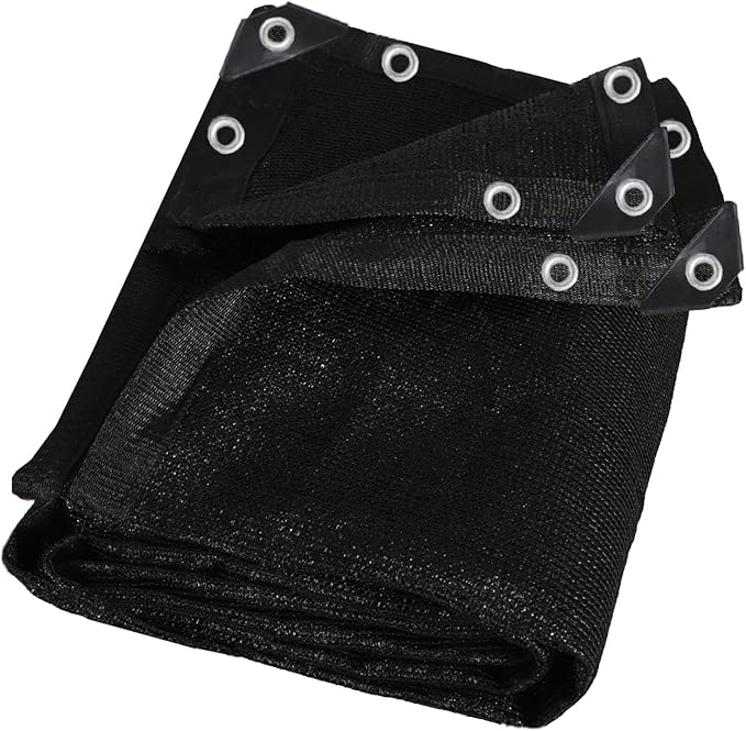 90% Heavy Duty Shade Mesh Tarp Shade Cloth Taped Edge with Grommets - for Outdoor Plant Cover,Patio,Tomatoes Barn Kennel,Greenhouse (Black, 6 ft X 18 ft)