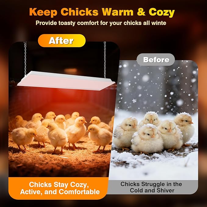 40"x11" Large Overhead Infrared Heater, 150W Chick Brooder Lamp for 50-75 Chicks, Safe and Energy Efficient Adjustable Hanging Heat Lamp with Uniform Heat for Chicken Coops, Pigs, Indoor & Outdoor
