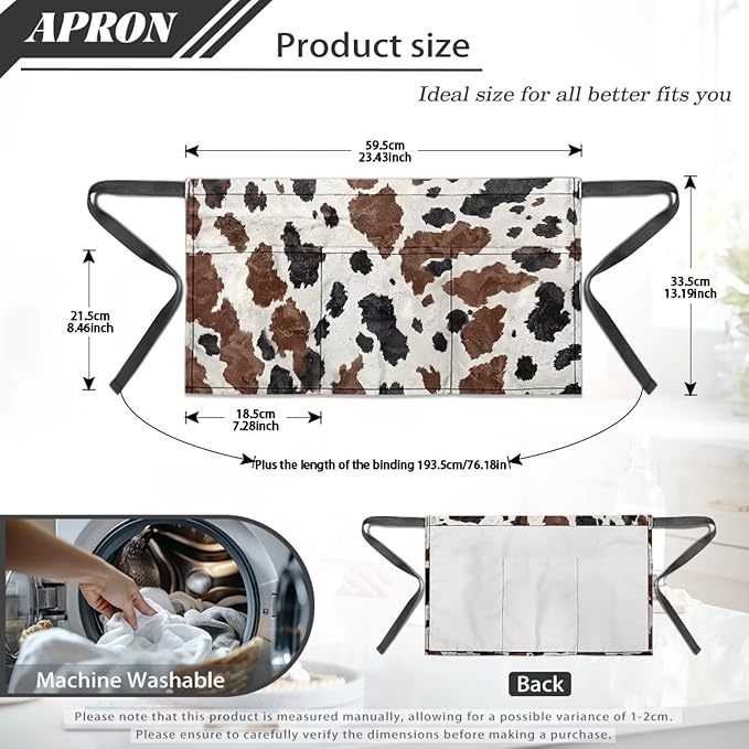 Waist Apron with 3 Pockets Waterproof 13 Inch Short Half Waist Aprons Women Men Server Aprons Waitress Waiter Apron