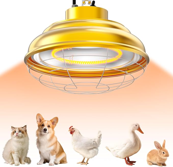 600 Watt Large Heat Lamp for Chicken Coop, Hanging Chicken Coop Heater, Carbon Fiber Bulb Waterproof Coop Heater with 2 Heating Levels, Chicken Warmer Lamp for Indoor Poultry Pet Livestock Greenhouse