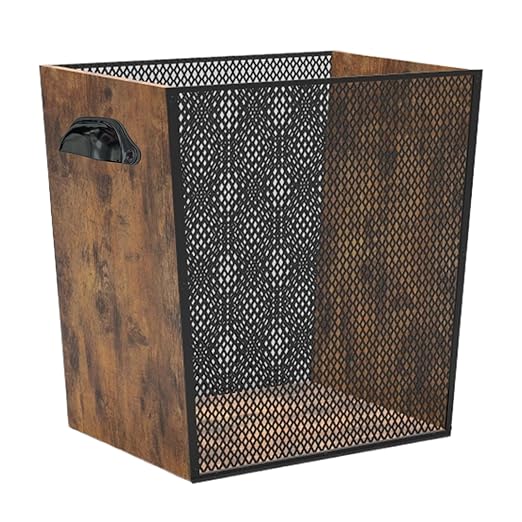 2 Gallon Wooden Trash Can - Rustic Decorative Waste Paper Basket - Garbage Bin for Bedroom, Bathroom, Office, Living Room