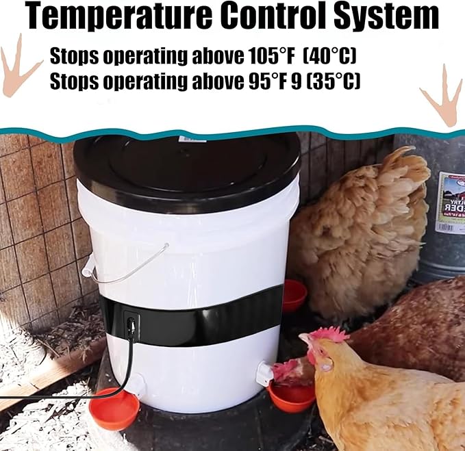 Chicken Water Heater for Winter,Replace for RentACoop Thermo Bucket Belt,Fits Most 2-5 Gal Buckets,Chicken Waterer Heater,Energy-Efficient, Safe, and Durable,Prevent Icing