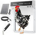 Automatic Chicken Coop Door Solar, Battery Powered & Weatherproof Aluminum, Timer Modes for Safe and Convenient Chicken, Easy Install, Reliable All-Season Performance (White+Black)