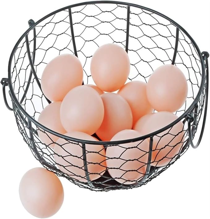 Egg Basket Holder Countertop Farmhouse Metal Wire Egg Basket For Collecting Fresh Eggs,Round Handle Vintage Style Collecting Portable