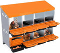 Chicken Nesting Box, 8 Compartments Metal Roll Away Nest Box for Chicken Coop, Heavy-Duty Eggs Laying Boxes with Removable Lid for Easy Egg Collection, Easy Cleaning, Orange