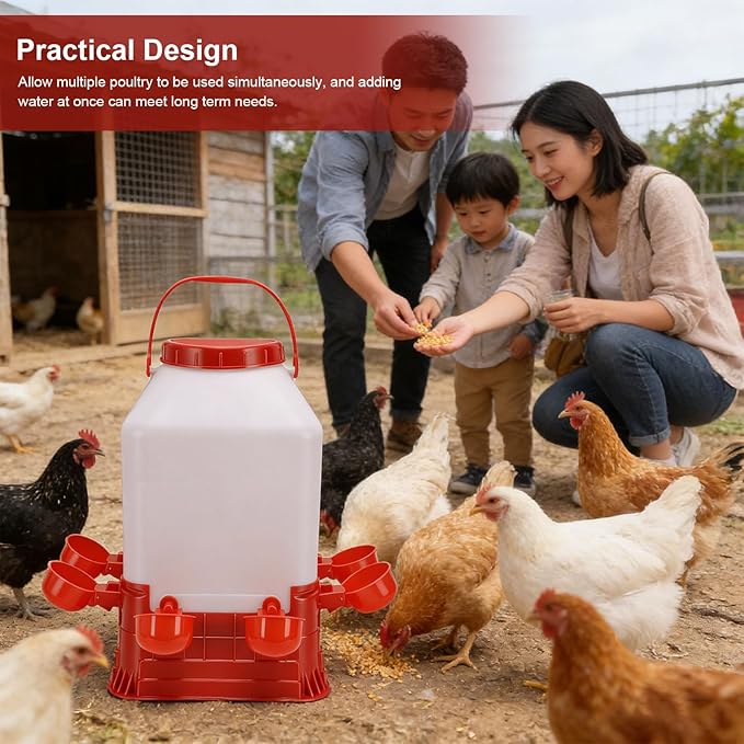 AYNEFY Chick Waterer, 10L Large Capacity Chicken Feeder Poultry Water Fountain Bucket Automatic Brooder Starter Kit Coop Accessories for Baby Chicks Ducks and Quail