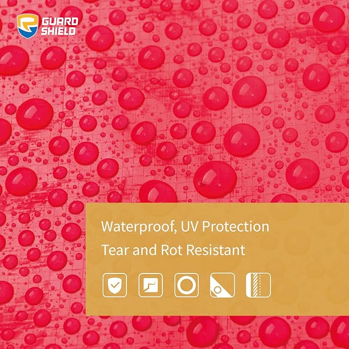 GUARD SHIELD Red Tarp 20x20 Feet Tarps High Visibility Outdoor Poly Cover Lightweight 6mil