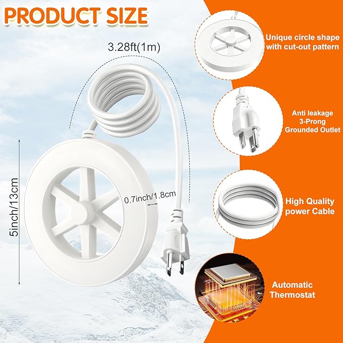 Bird Bath Heater for Outdoors in Winter, Heated Bird Bath Submersible for Winter Full-Covered Aluminum, Pond Deicer with Thermostatic Control, Bird Bath Water Heater for Bird Chicken Livestock, 70W