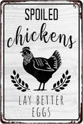 Chicken Coop Sign Chicken Coop Accessories Signs Chicken Coop Gifts Spoiled Chickens Lay Better Eggs Sign Chicken Signs For Coop Funny Outdoor Funny Metal Tin Signs For Home Gate Fence Yard Chicken Wall Decorations 8x12 Inch
