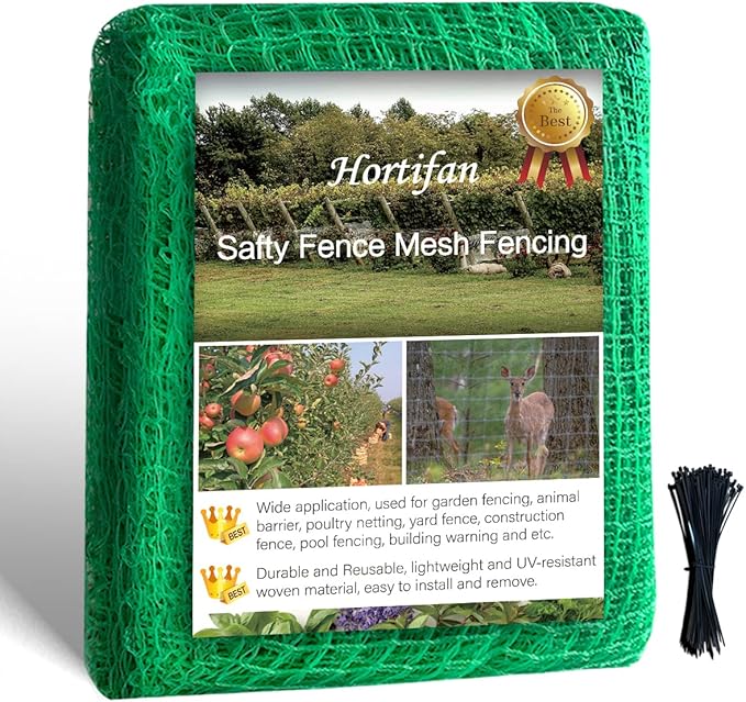 Temporary Fence Plastic Mesh Fencing, 4FT x 30FT Garden Bird Netting Safety Fence Snow Fence, Construction Fencing for Deer, Pet, Rabbits, Chicken, Dogs, Animal Barrier, Green