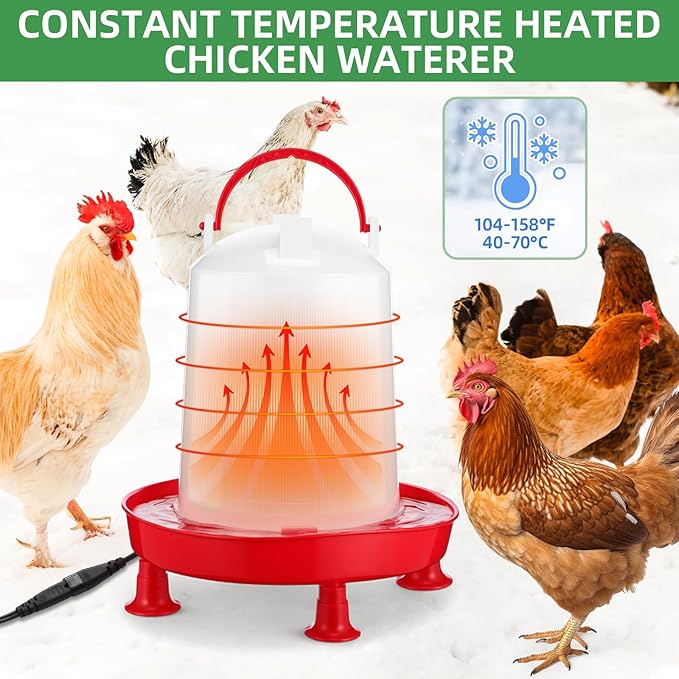 8 Pcs Chick Starter Kit Include Chicken Brooding Box with 75w Heat Lamp, Heated Chicken Waterer and Feeder, Chick Perch, Flip Top Poultry Feeder for Duck Goose Quail