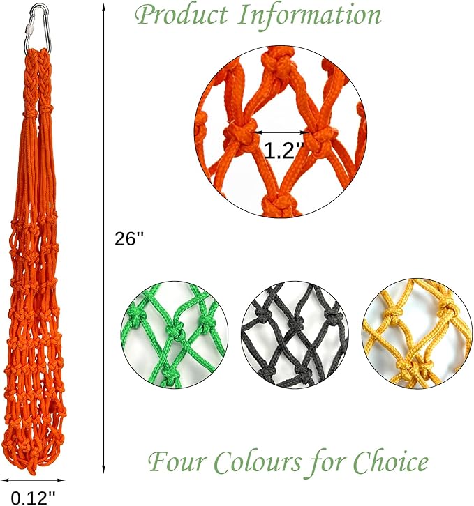 4Pcs Chicken Vegetable String Bag Poultry Fruit Holder Chicken Cabbage Feeder Treat Feeding Tool with Hook for Hens Chicken Coop Toy for Hen Goose Duck