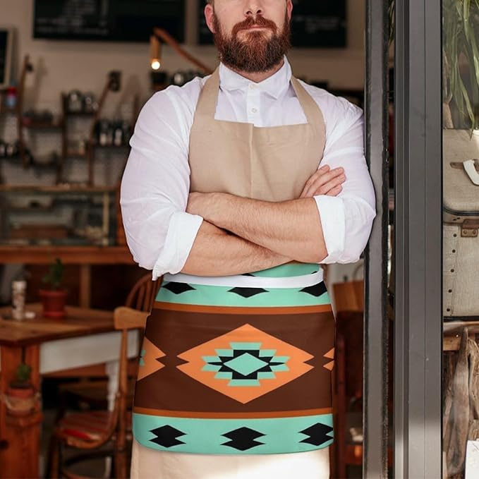 Server Waist Aprons Waitress Unisex Chef Works Half Apron with 3 Pockets