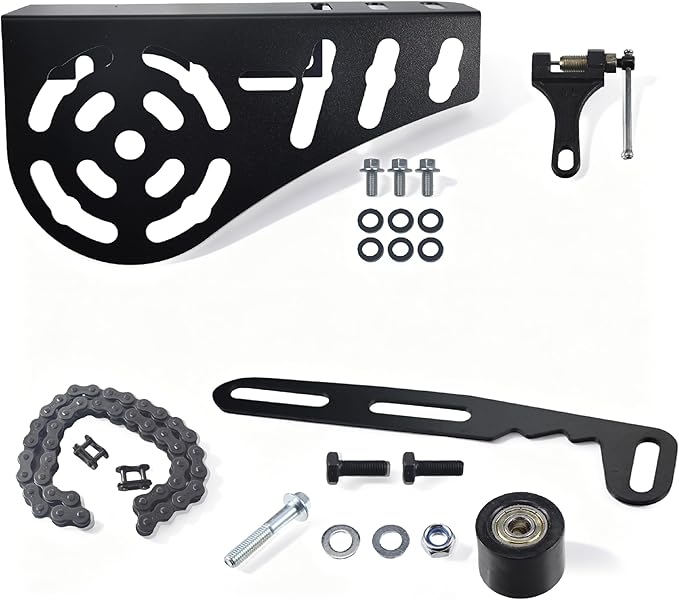 Mini Bike Chain Guard 420 Chain 42 Links with Chain Tensioner Kit for Coleman CT200U CT200U-EX BT200X Baja Warrior MB200 MB165 Massimo for Predator 212cc 196cc 6.5hp 5.5hp minibike Parts