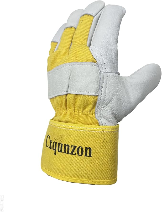 Leather Work Gloves, Reinforced Durable Gardening Gloves,Cowhide Work Gloves,Puncture & Cut Resistant