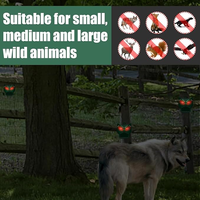 Eyourlife 4Pcs Green Predator Lights for Chicken coop,Solar Predator Deterrent Flashing Lights,Night Guard Predator Light Suitable for Yard and Chicken Coop to Stop Coyote Fox Raccoon Skunk