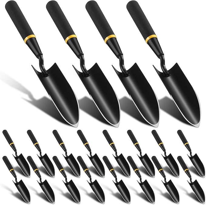 20 Pcs Garden Trowel Heavy Duty Garden Hand Shovel Tool Carbon Steel Trowel for Camping Digging Metal Hand Shovel Spade with Resin Handle for Lawn Yard Farm Home Shop Planting (2.56 Inch)