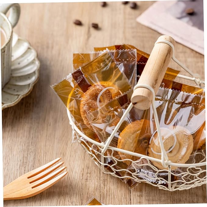 Egg Basket, Small Farmhouse Wire Basket with Wooden Handle Rustic Countertop Holder and Storage for Gathering Fresh Eggs, Egg Holder