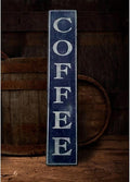 Rustic Wood Plaque Sign Farmhouse Primitiv Funny Coffee Wood Signs Vertical For Porch Front Door Decor,Rustic Wooden Sign for Front Porch, Farmhouse Decor, 6" x 16"