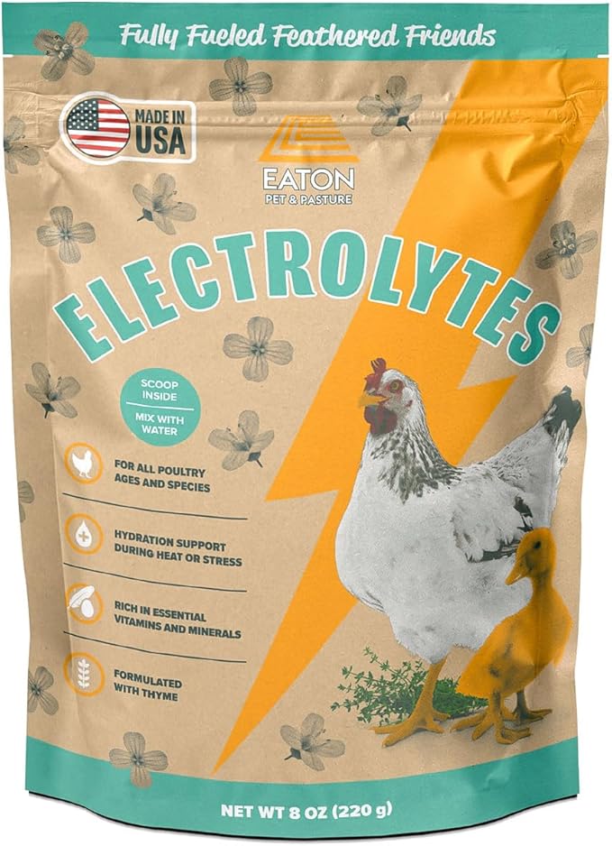 Eaton Pet & Pasture Poultry Electrolytes Powder for Chickens & Chicks – Hydration & Stress Support Supplement with Vitamins, Minerals & Amino Acids – Electrolyte Mix for Backyard Poultry Flocks