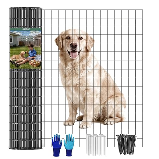 Welded Wire Fence 48inch x 50ft, 2inch x 3inch Black Chicken Wire Fencing, 16Gauge PVC Coated Garden Wire Fence Rolls, Anti-Rust Metal Fencing for Yard Plant Protection Poultry Netting