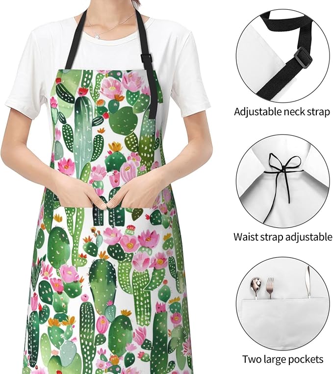 Shark Jumping Home Aprons 2 Pockets 33"×28" for Men Women, Ocean Sea Waterproof Kitchen Cooking Bib