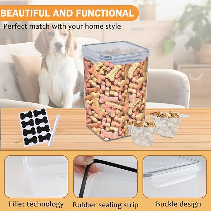 Geyecete 2 PC [6.5L / 220 Oz] large food storage containers Extra Large dog Food Storage Containers with Airtight Lids Can hold 13-15 pounds of dog food