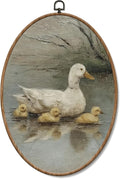 Yorhifa Vintage Farmhouse Duck Framed Wall Art, Cottagecore Duck Oval Wall Art, Rustic Farm Life Oval Walls Decor, Retro Farm Animal Canvas Artwork Hanging Decor, 8.5x11.5in