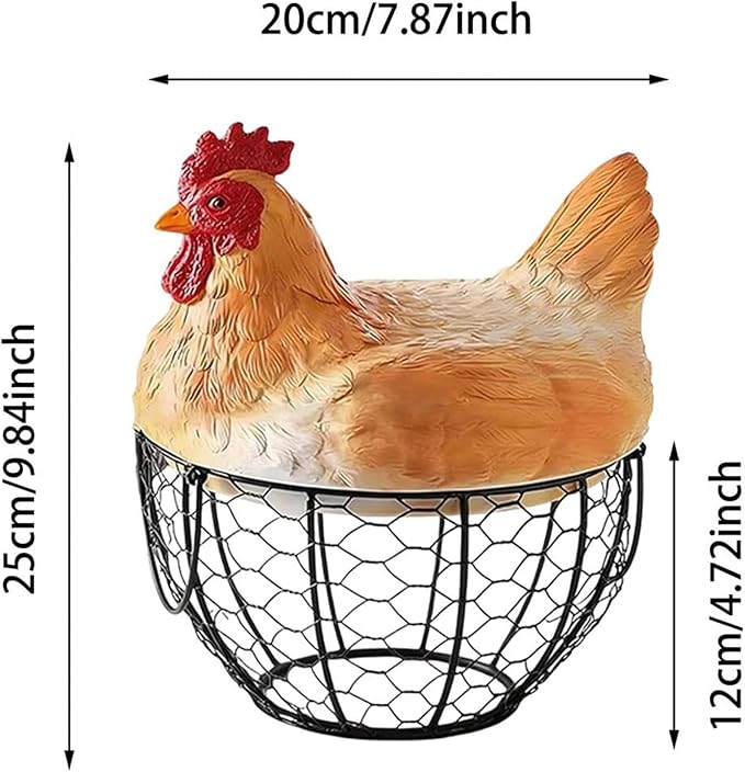 Egg Collecting Basket, Wire Egg Basket For Gathering Fresh Eggs, Metal Farm Fresh Eggs Storage Holder With Lid For Kitchen Countertop